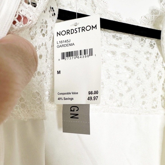 NWT Love X Design Lace Sheer Panel Knee Length Dress Gardenia White Women Size M - Picture 6 of 7